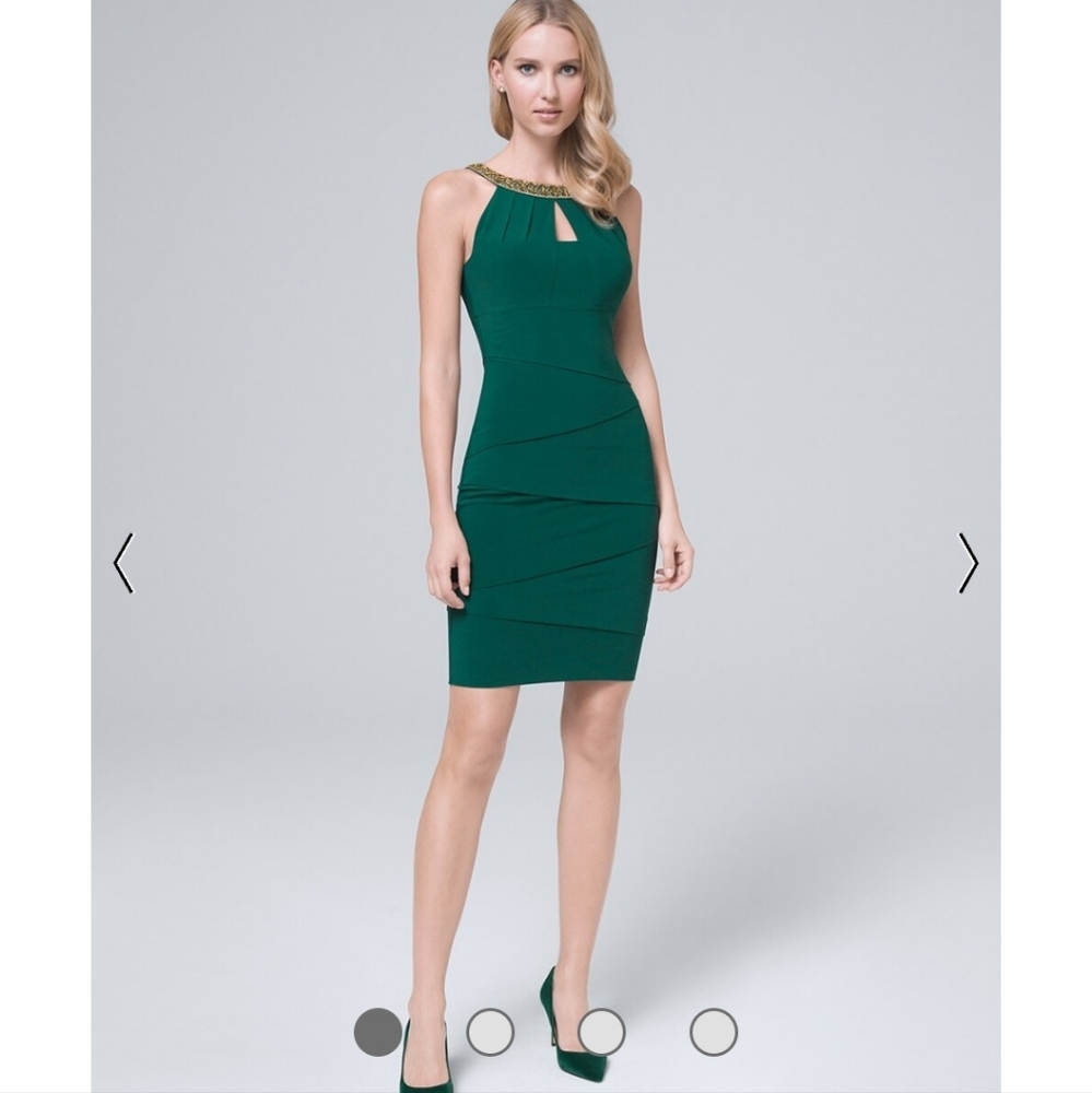 WHBM Instantly Slimming Beaded-Neck Sheath Dress
